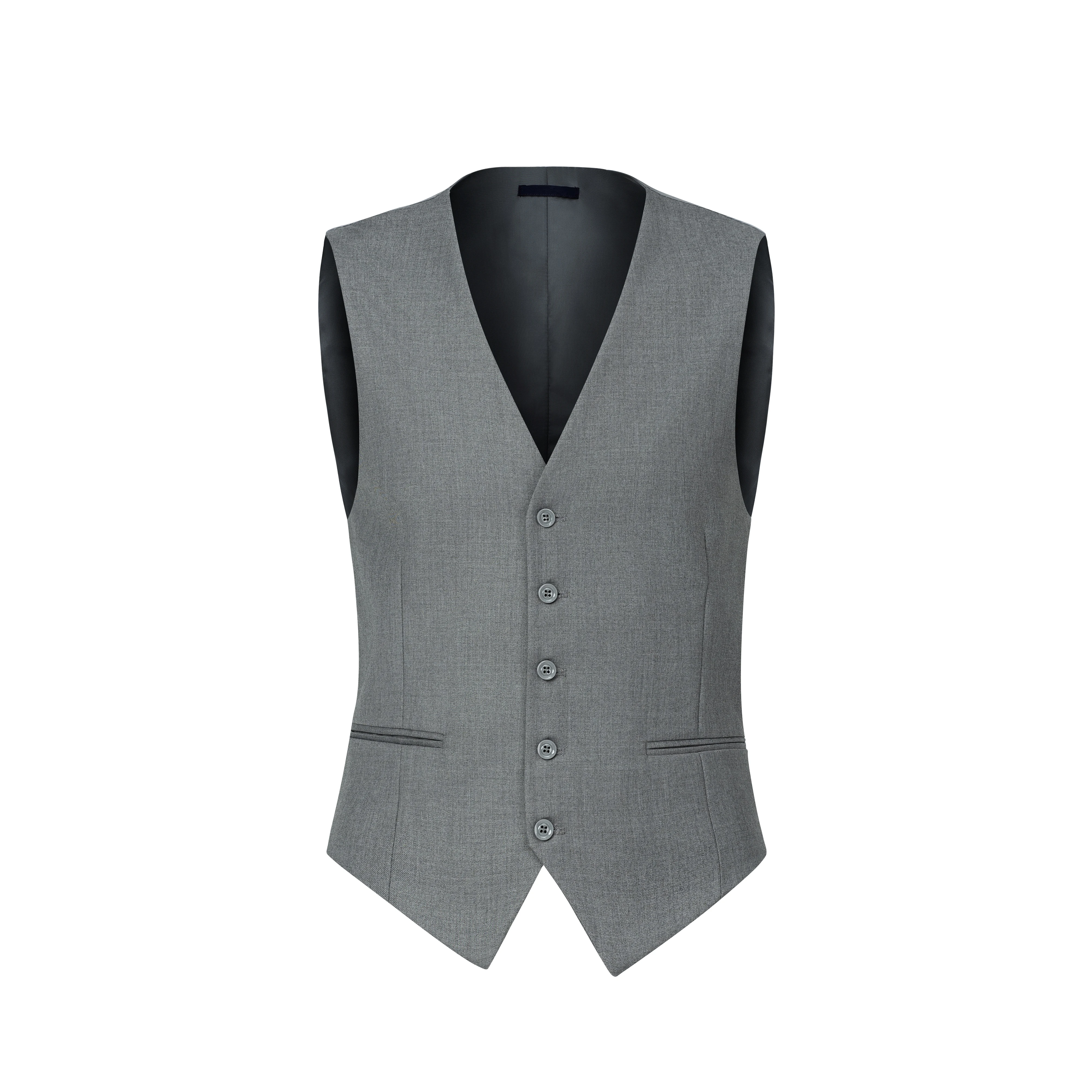 3pcs Men's Classic Solid Color Suit Set Long Sleeve Blazer with Button Details Non-Stretch Fabric Regular Fit for All Seasons - Image 3