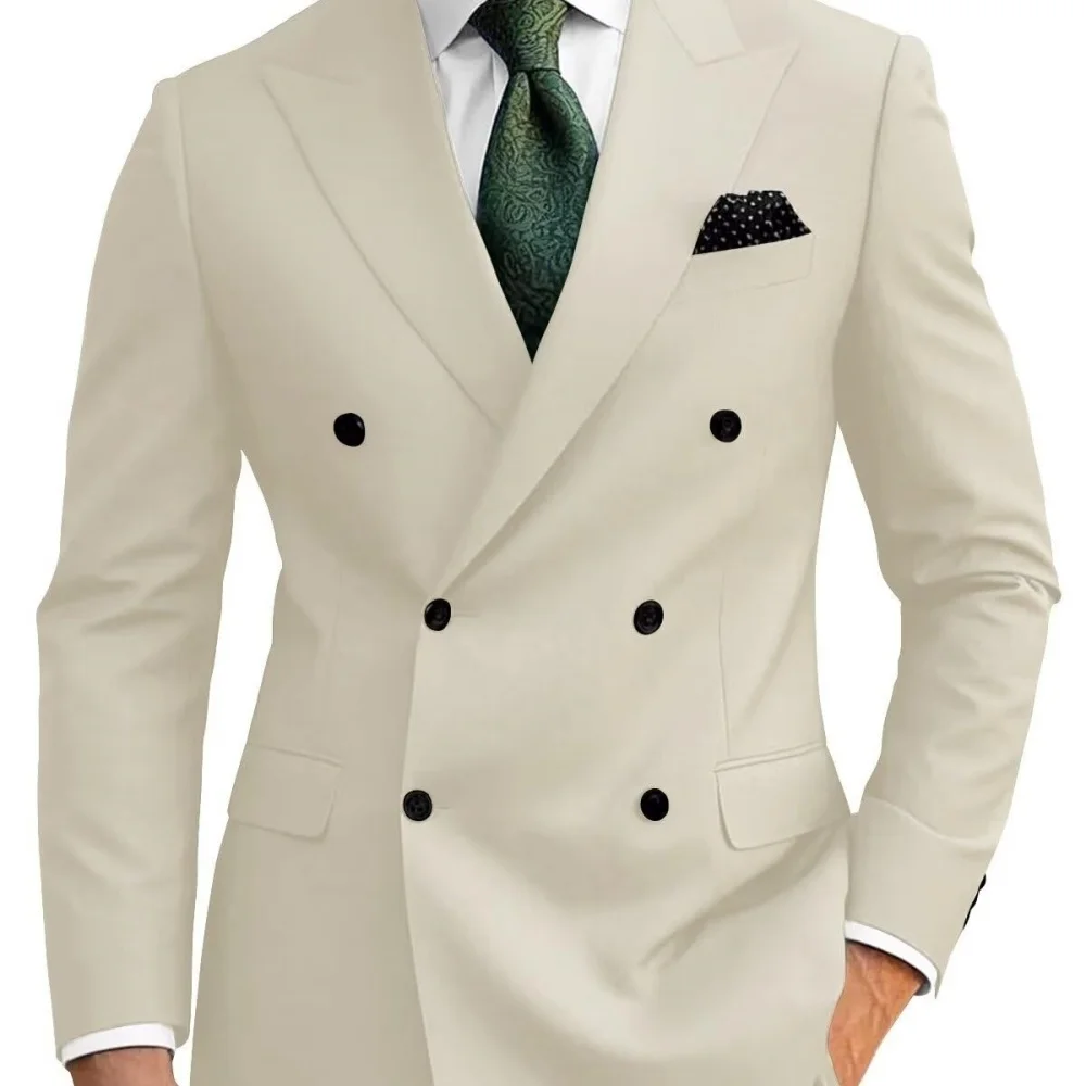 Men's 2 Piece Terno Notch Lapel Blazer Formal Wedding Groomsmen Suit with Smoking Colete - Business Suit Ensemble - Image 4