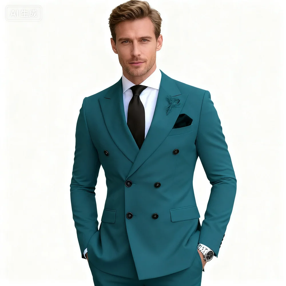 Brown Slim Fit Men's Suit Two-Piece Set Fashionable Handsome Formal Wear for Wedding And Business