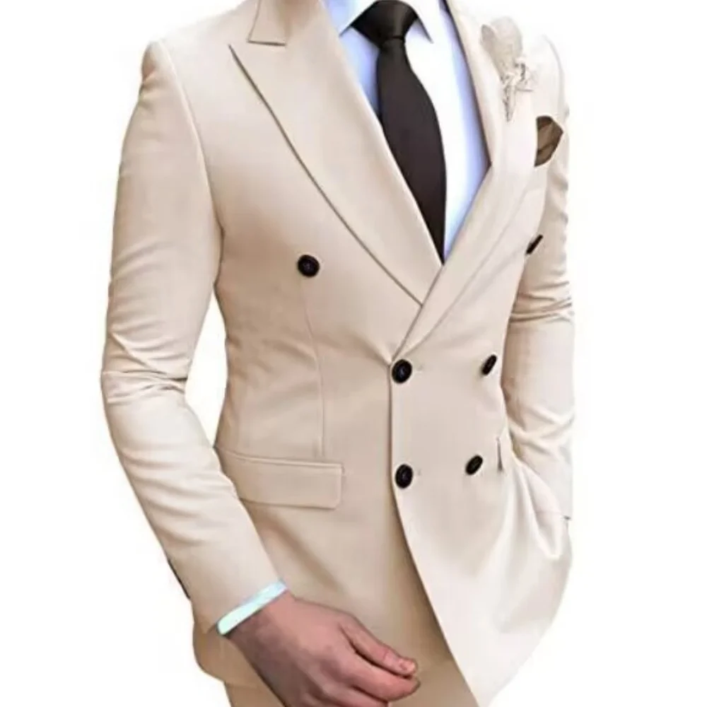 Brown Slim Fit Men's Suit Two-Piece Set Fashionable Handsome Formal Wear for Wedding And Business - Image 2