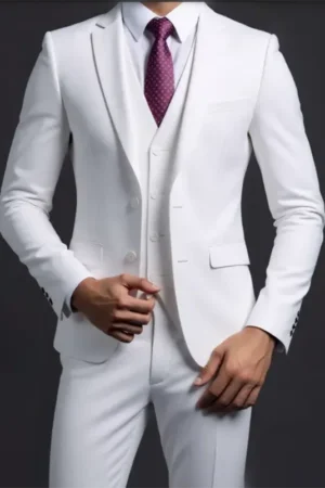 Suit (Blazer+ Vest + Trousers) Men's Fashionable Gentleman Business British Style Solid-color Banquet Host Casual Wedding Suit