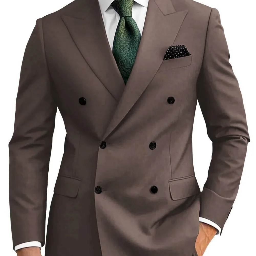 Men's 2 Piece Terno Notch Lapel Blazer Formal Wedding Groomsmen Suit with Smoking Colete - Business Suit Ensemble - Image 3