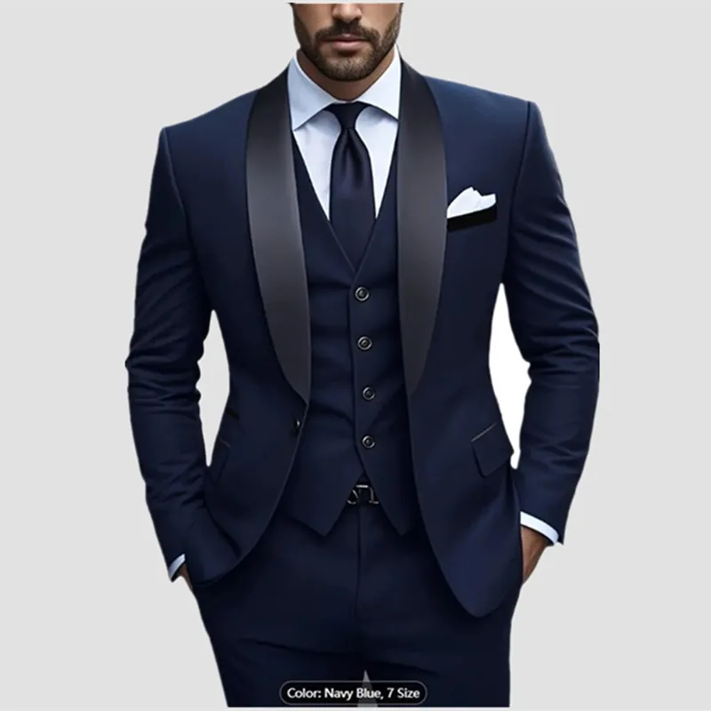 Men Formal Slim Fit Tuxedo Prom Suit Male Groom Wedding Blazers High Quality Groomsman Luxury Dress Business Banquet Party Suit