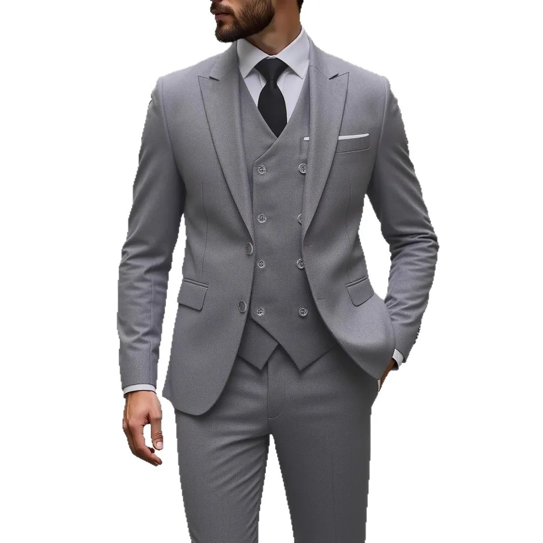 Classic Wedding Tuxedos Slim Fit Bridegroom For Men 3 Pieces Groomsmen Suit Male Formal Business Men Suits(Jacket+Vest+Pants) - Image 5