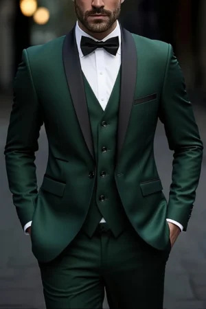 Suit (suit+vest+pants) Men's Business Solid Color Fashion Slimming Work Solid Color Plus Size Formal Dress Wedding Best Men Suit